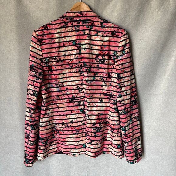 NWOT Banana Republic Multicolored Pink Floral Striped Blazer /Jacket size 14 - Picture 3 of 9